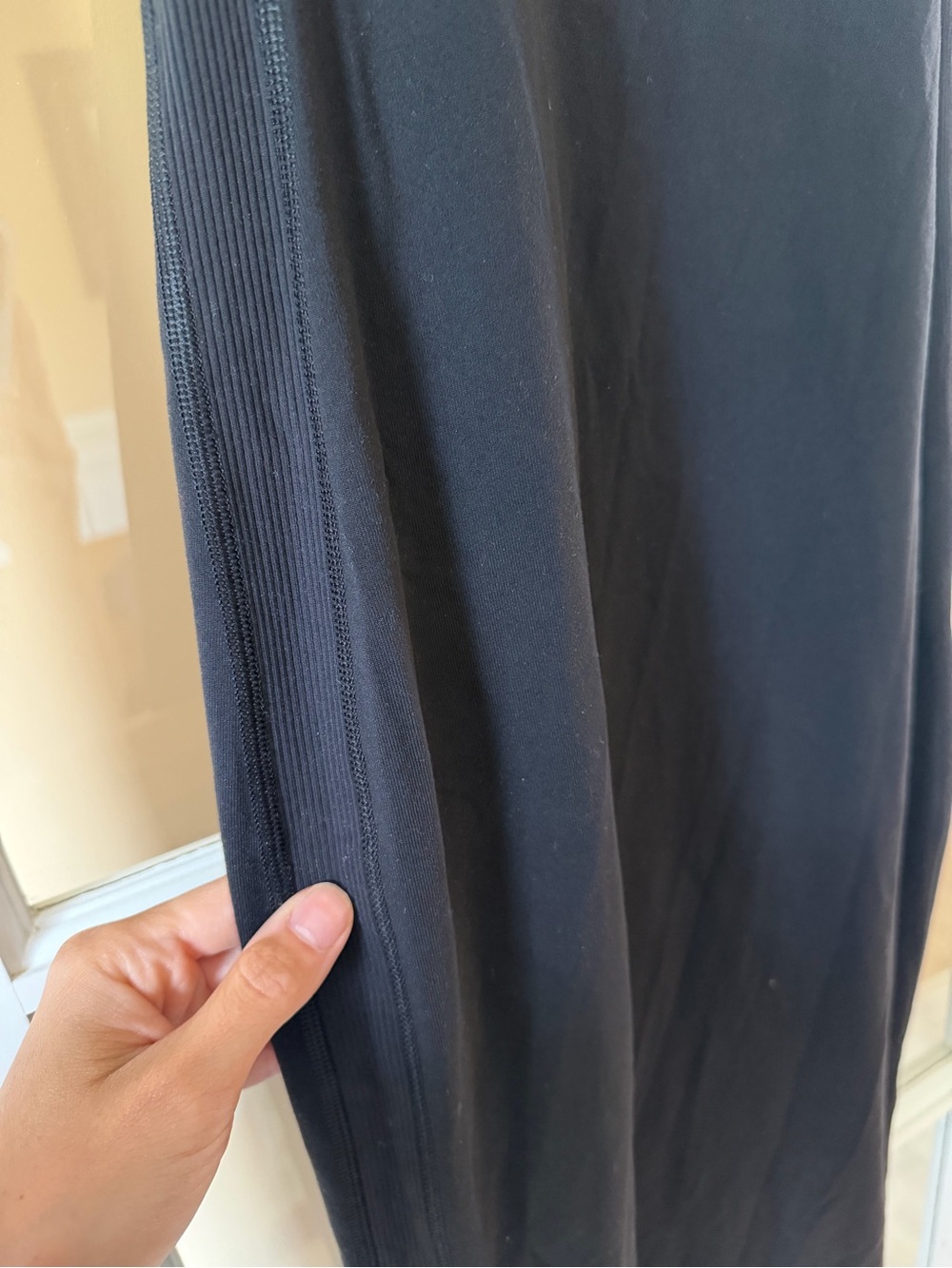 Lululemon Black Fitted Midi Dress with Ribbed Stretch Accent - Picture 3 of 4